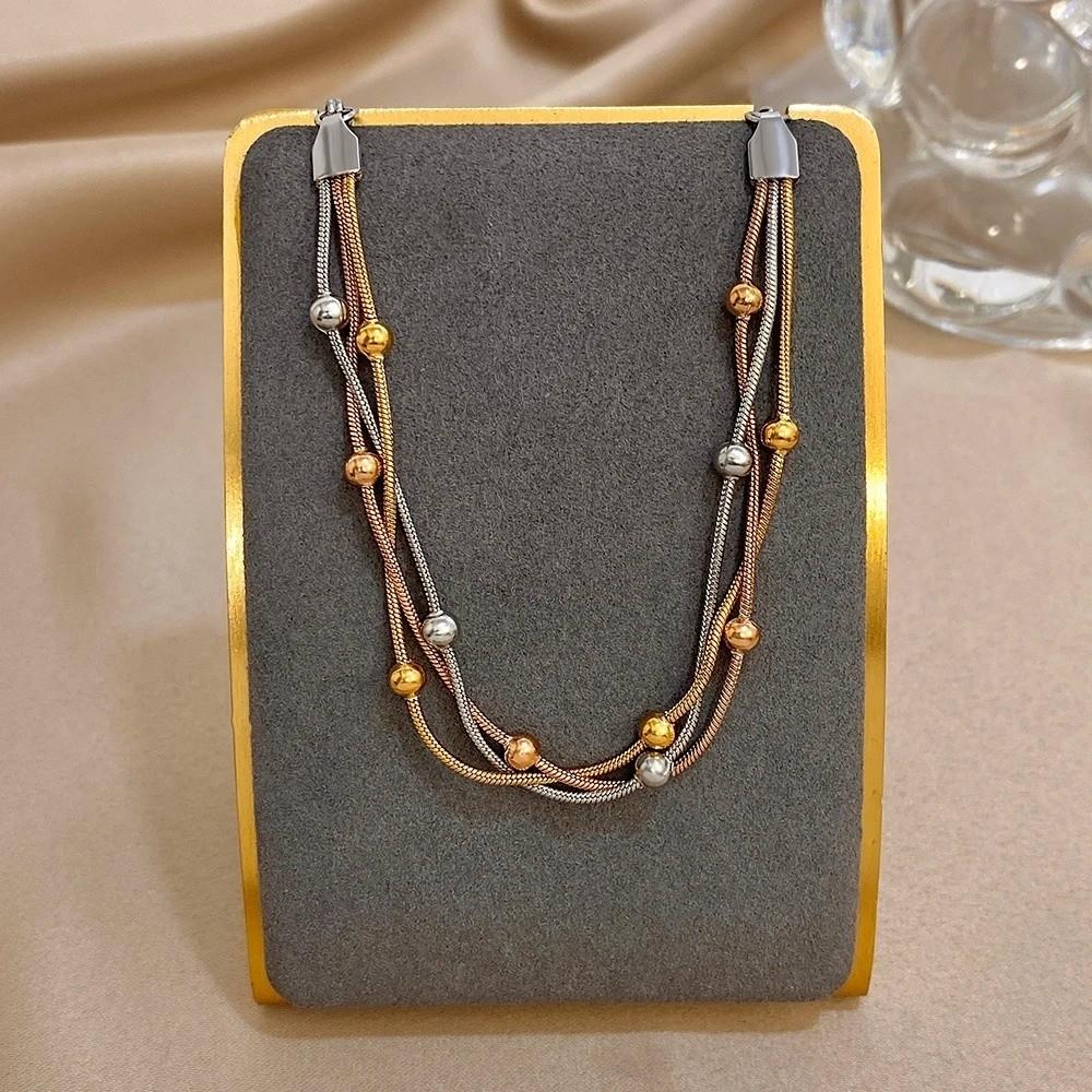 Gold Silver Color Wrap Beaded Bracelets Stainless Steel Wrist Chain Stylish Party Jewelry  Women