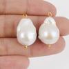 2Pcs Gold Color Ring Real Natural Pearl Charm Pendants For Jewelry Making Earrings Necklace Stainless Steel Findings Accessories