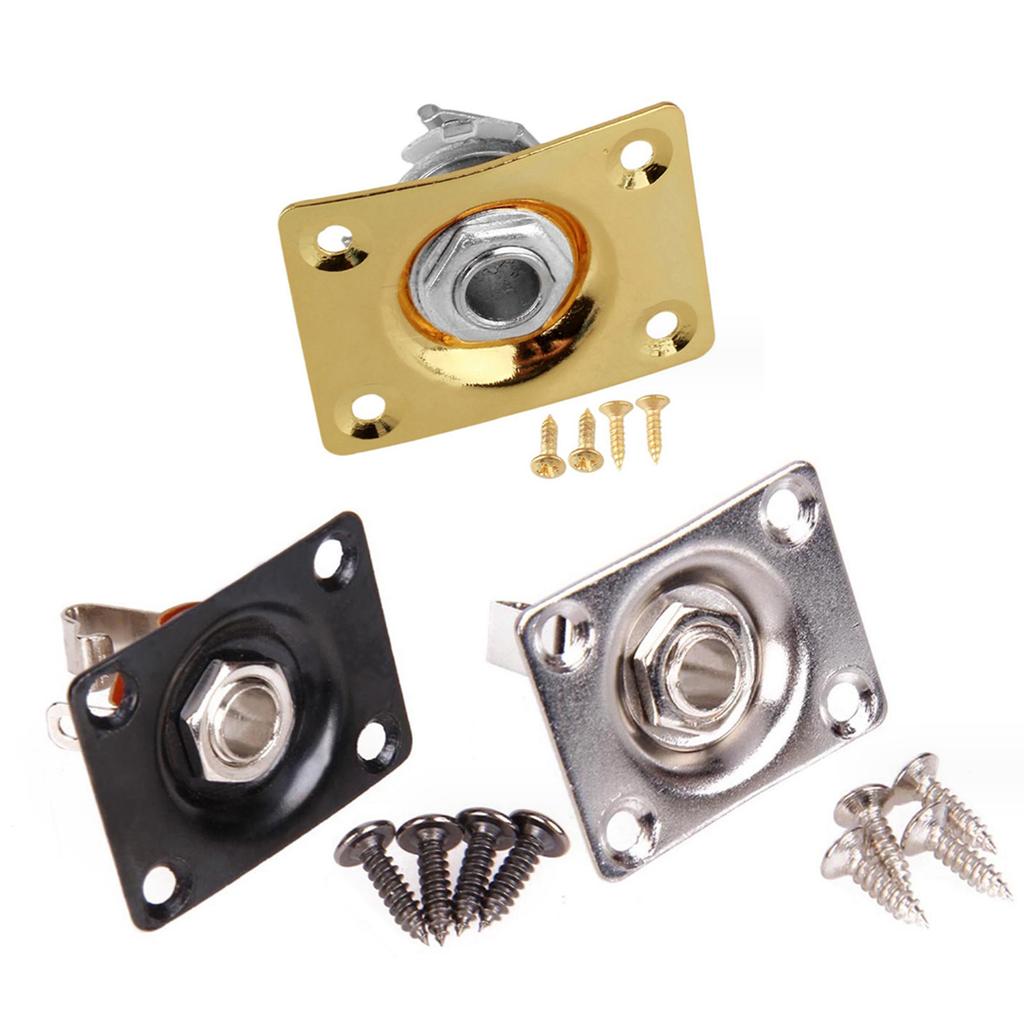 Guitar Input Output Jack Socket Plate Rectangular 1/4 Inch (6.35mm) with Mounting Screws for Electric Guitar Bass Parts