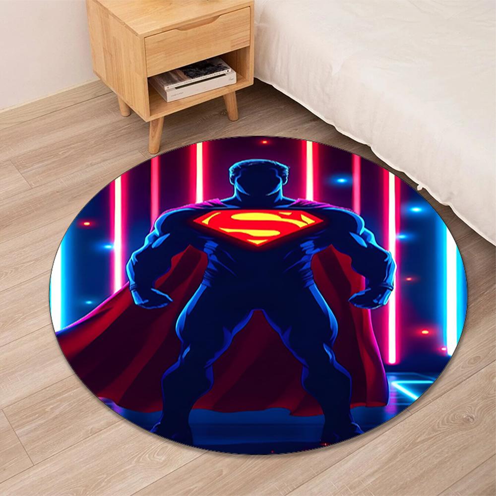 SUPERMAN Printed Round Rug Carpet Chair Rug Area Rug Entryway Doormats,for Office Chair Living Room Bedroom Kitchen Room.
