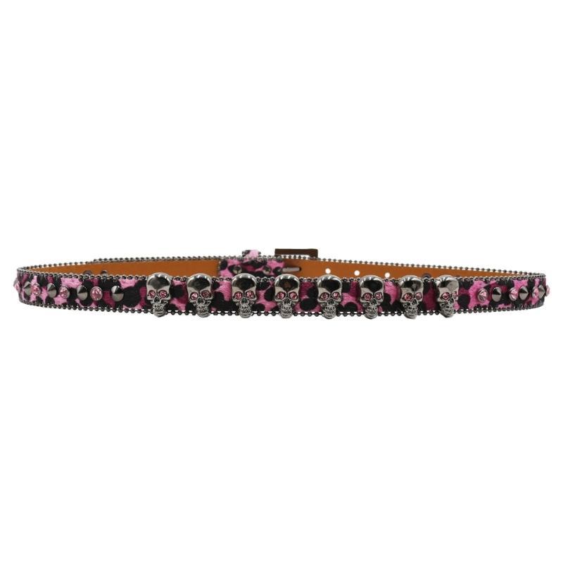 Trendy Waist Belt Studded Rhinestones Crystal for Street Dance Rivets Belt Livehouse Punk Waist Chain Skull Buckle