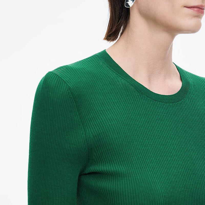 JNBY 2025 Autumn Slim-Fit Round Neck Short Sleeve Knit Top