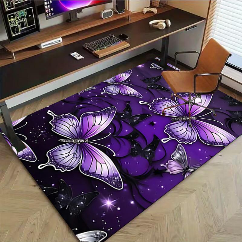 1PC Butterfly Purple Carpet Ultra Soft, Thick & Absorbent, Non Slip Machine Washable Mat for Entryway