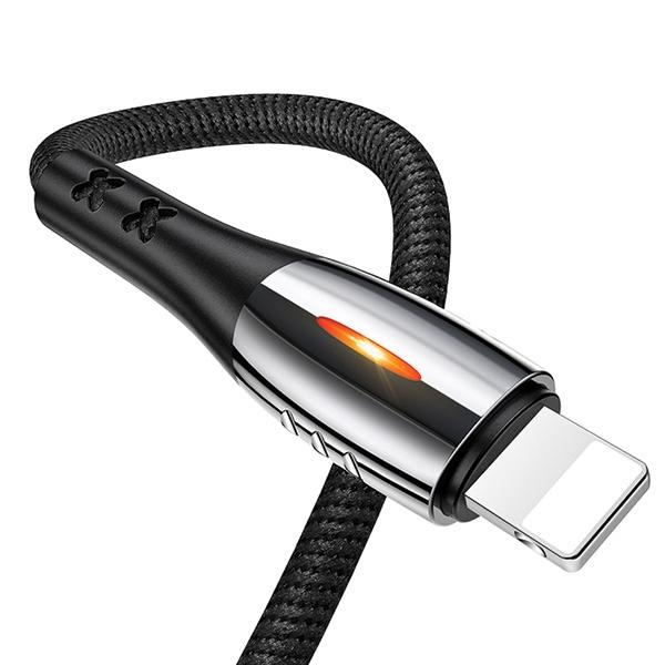 Usams Kabel Pleciony U-Tone Lightning1.2M Power-Off 2A Fast Charging Czarny/Black Sj344Usb01 (Us-Sj344)