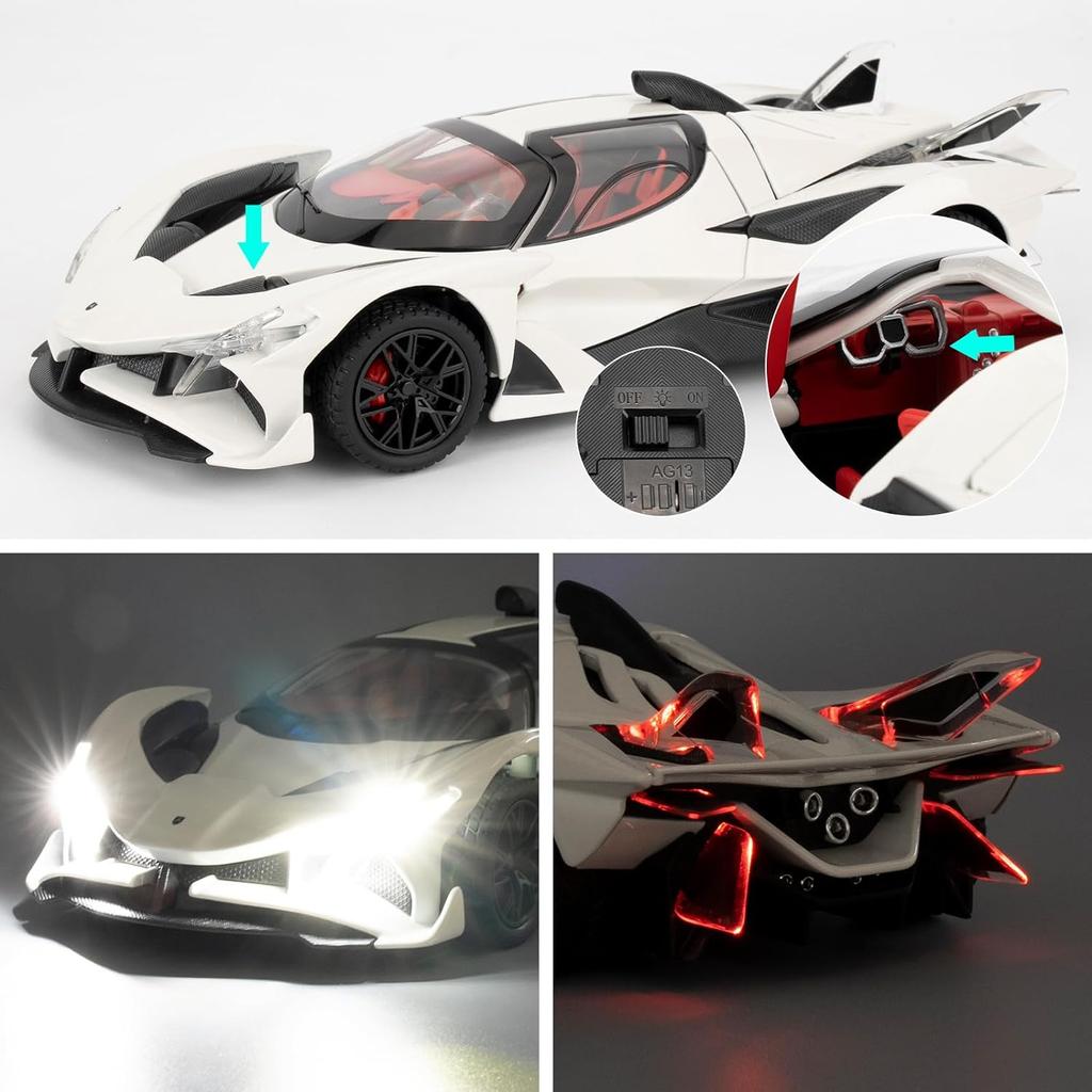 1/24 Apollo Evo Alloy Model Car Toy with Pull Back Function with Sound and Bright Lights, Suitable Collectible Model Toys, Gifts for Boys and Girls