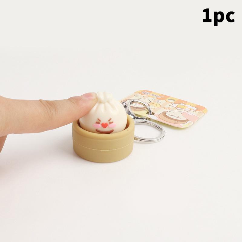

Mini Steamed Bun Stress Relief Soft And Slow Rebound Kneading Kneading Decompression Bun Clicker Keychain Decompression Keyring 1pcs