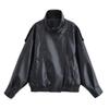 Winter Women's Retro Street Style Faux Leather Jacket Lychee Pattern European American Style Hot Sale In Stock
