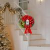 Large Christmas Wreath with Bow Ribbon Christmas Balls Lighted Artificial Pine Branches