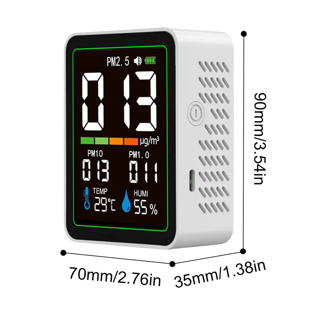 5-in-1 Air Quality Monitor, PM2.5 PM10 PM1.0 Detector with LCD Color Screen, Portable Temperature Humidity Meter for Home Office