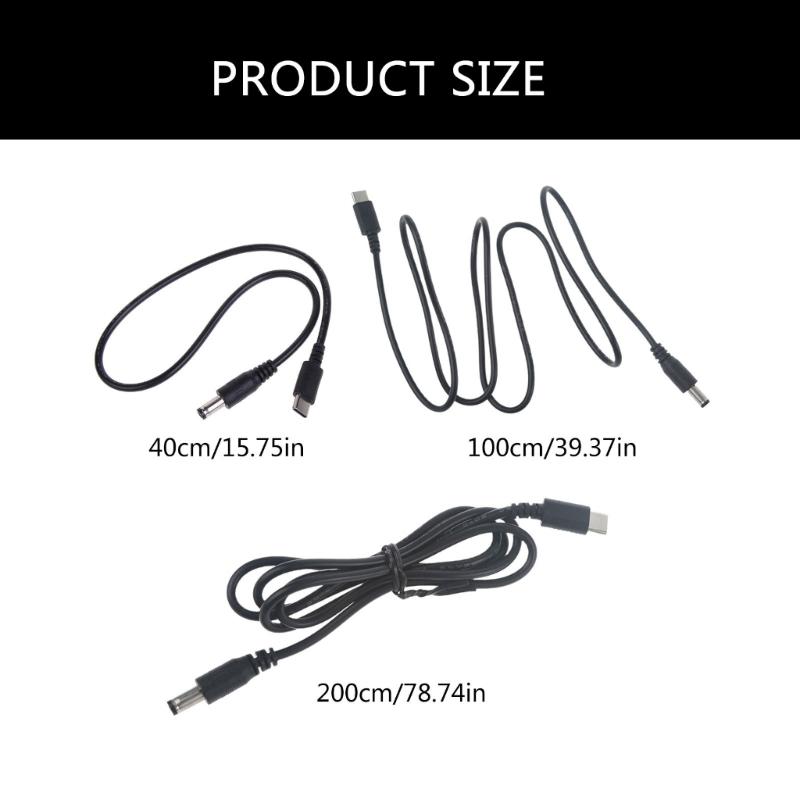 USB Type C to DC5.5x2.1mm Power Cable for Routers, Cameras Fans USB 5V9V12V1.5A Input Type C 5V9V12V3A Input