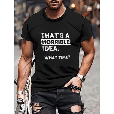European Sizes This Is a Terrifying Idea for a Funny Joke T-Shirt, Perfect for Summer Graphic Streetwear, Short-Sleeved Gifts for Men'S Clothing