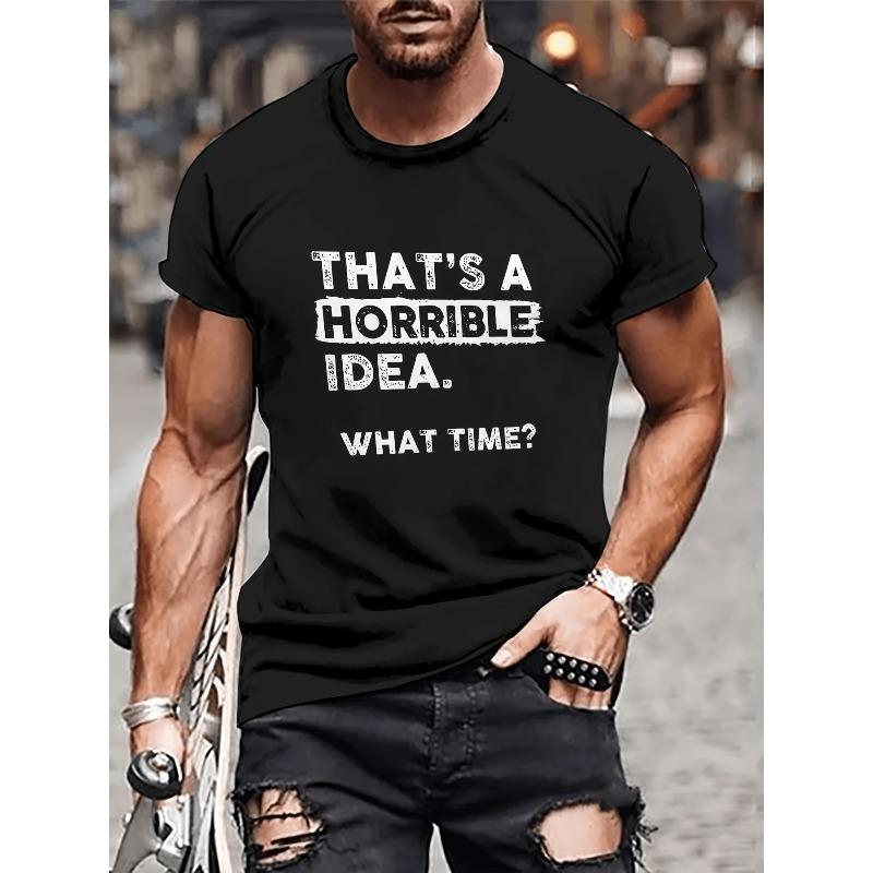 

Европейские размеры Это Ужасная Идея для Смешной Шуточной Футболки, Идеально для Летней Графической Уличной Одежды, Футболки с Коротким Рукавом, Подарки для Мужской Одежды S чёрный