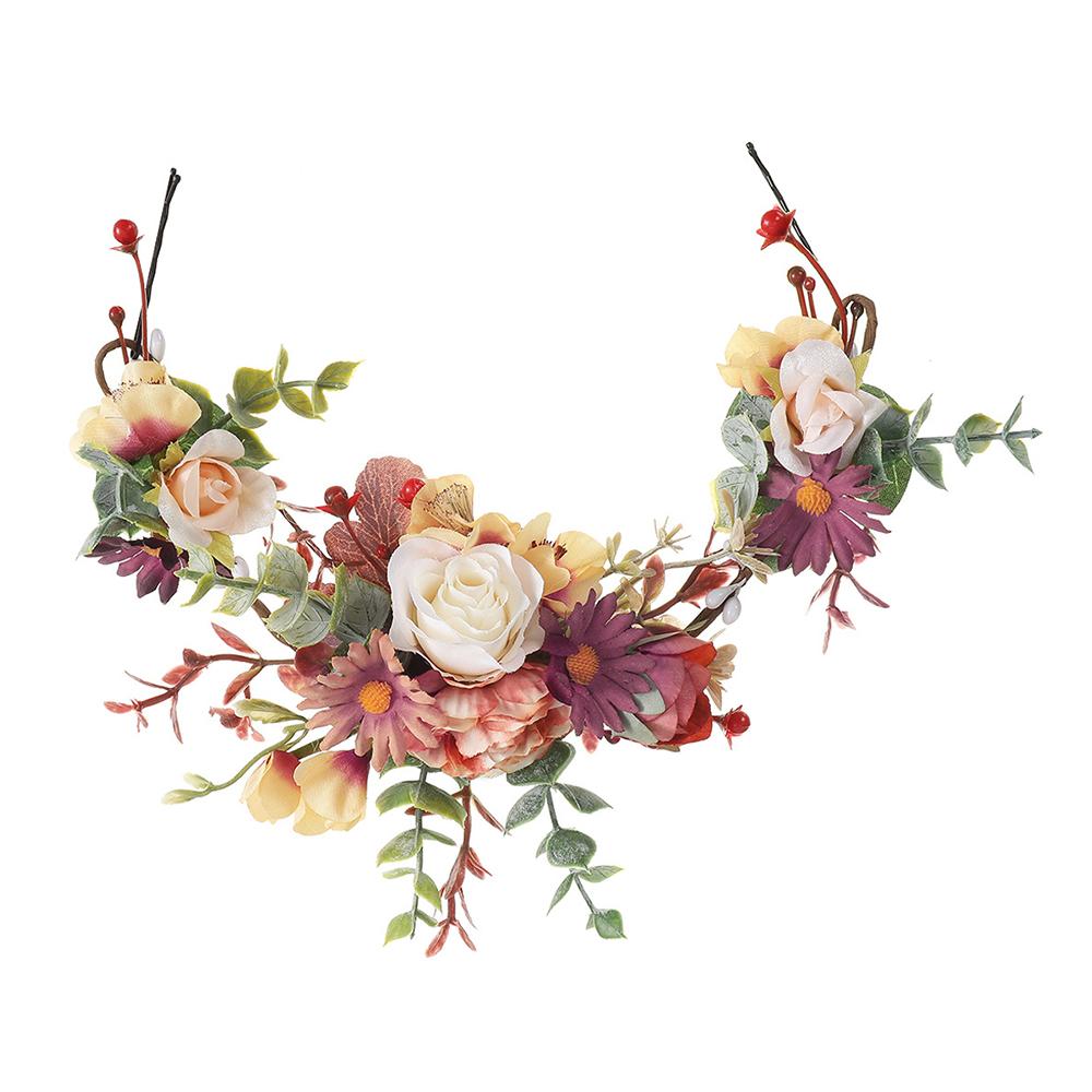 Forest Women Flower Vine Simulated Head Garland Flower Crown Hair Wreaths Hairpins  Festival Party