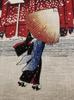 Ukiyo-e hand towel from Kawase Hasui's Twenty Views of Tokyo, Zojoji Temple, Shiba