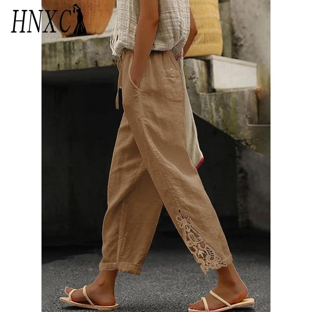 

HNXC Женские модные повседневные брюки и капри с однотонным принтом XXL