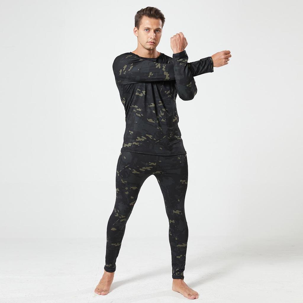 Men's Outdoor Tactical Camouflage Fleece Cycling Underwear Set