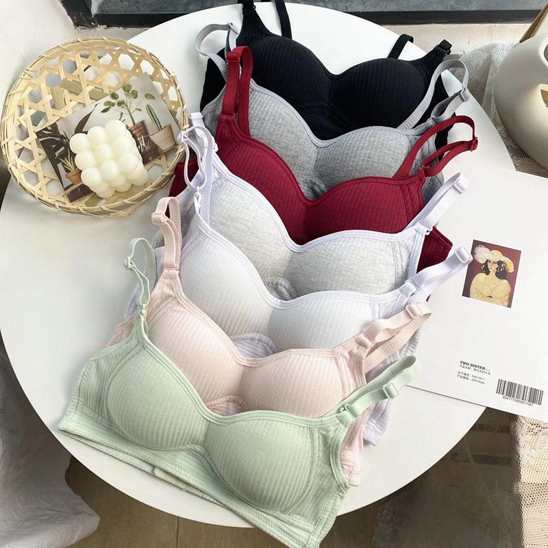 National Uniform Girls Gather Thin Breathable Underwear Small Breasts Without Steel Rings Students Comfortable and Sexy Sleep Thin Cup Bra Cover