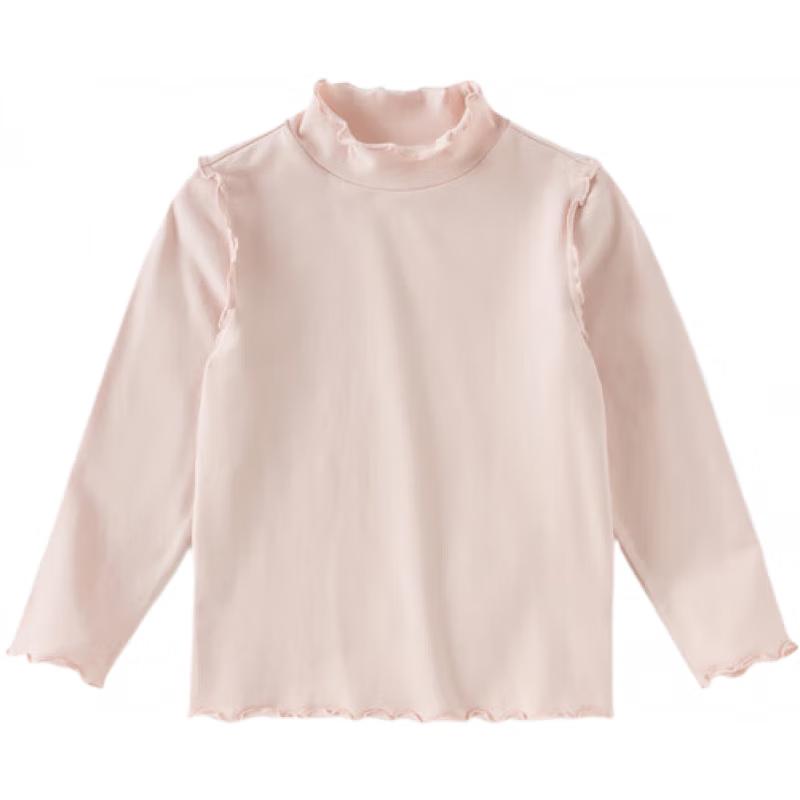 DAVE & BELLA Girls' Anti-Bacterial Half-High Collar Long-Sleeve T-Shirt