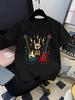 Lets Rock Electric Guitar Rock Hand Lightning Graphic Tee Boy Girls Family Matching Casual Parent Kids Music Short Sleeve Outfit
