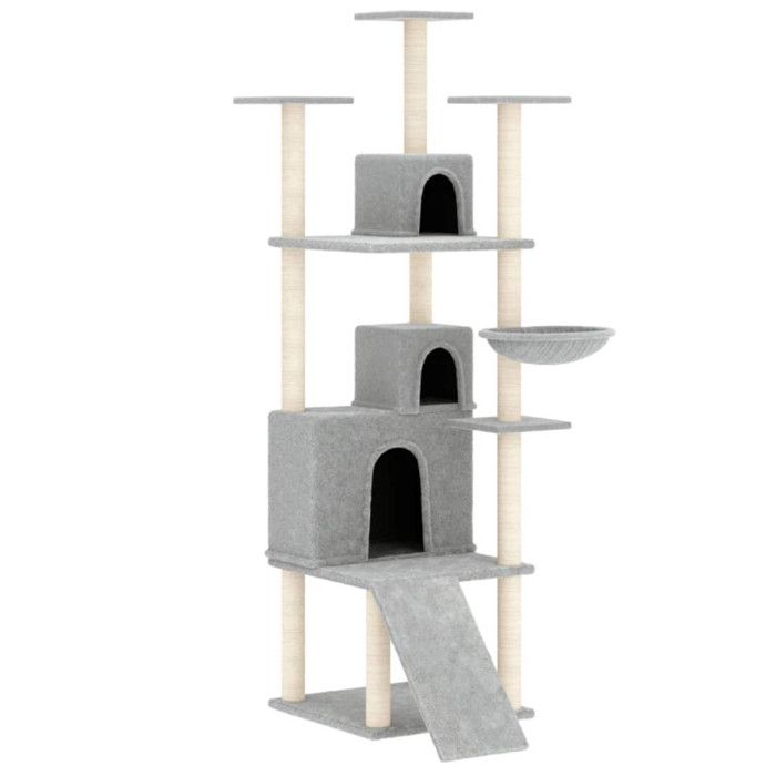 171685 vidaXL Arbre à chat avec griffoirs en sisal Gris clair 175 cm