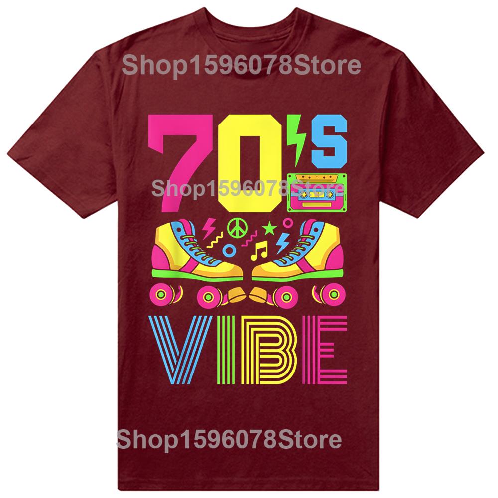 Funny 70s Vibe 1970s Fashion Theme Party T Shirts Men Cotton Humor Streetwear Tee Short Sleeve Unisex Loose Crewneck Clothing