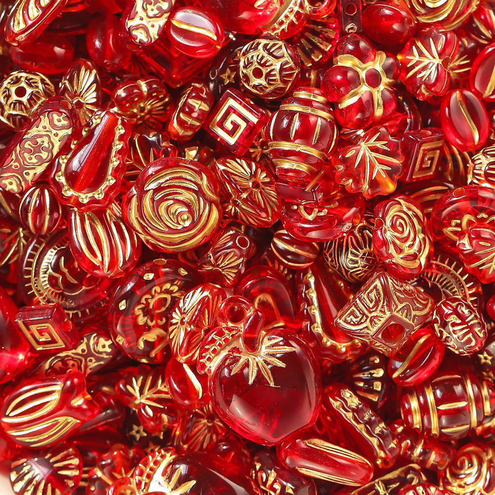 Acrylic Retro Gilded Czech Glass Beads for DIY Jewelry Making