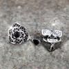 Cute Female Crystal White Black Zircon Flower Stud Earrings Vintage Silver Color Party Wedding Jewelry For Women