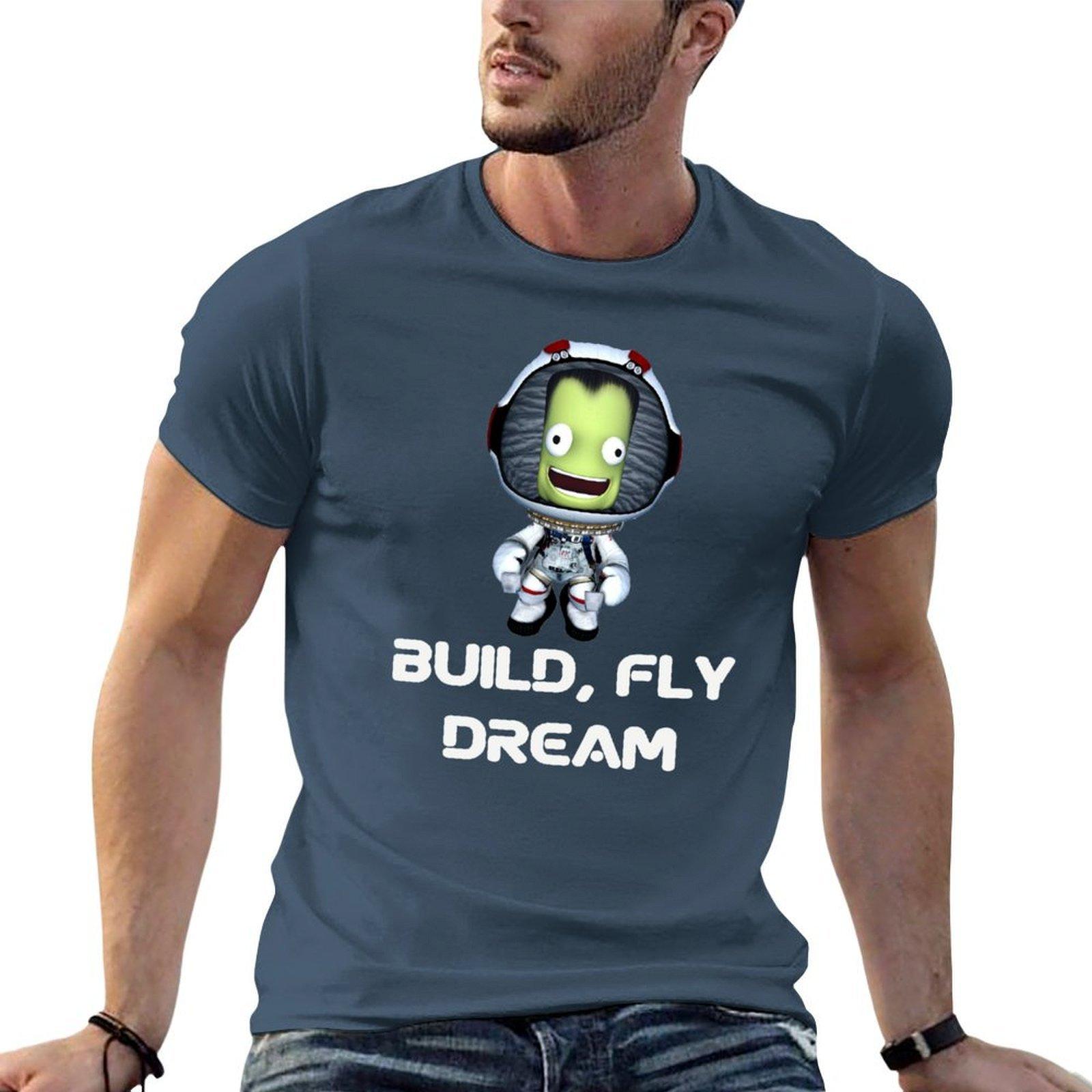 build fly dream crash  Kerbal space program TShirt man t shirts for men men t shirt cotton 100 TShirt S