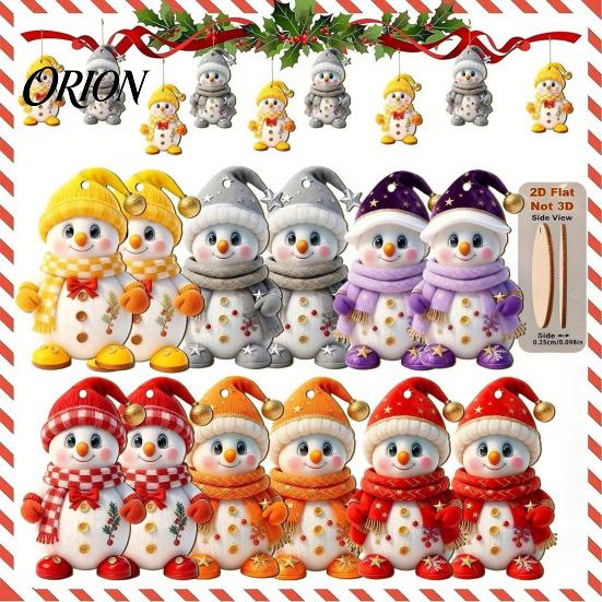Snowman Pattern Holiday Decor Christmas Wooden Ornaments, 2D Flat Vintage Xmas Tree Hanging Farmhouse Style Decoration, Cute Winter Ornament for Tree,