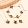 Tarnish Free Best-selling Stainless Steel 18K Gold Plated Bracelet, Necklace, Earrings and Stud Set Jewelry for Ladies