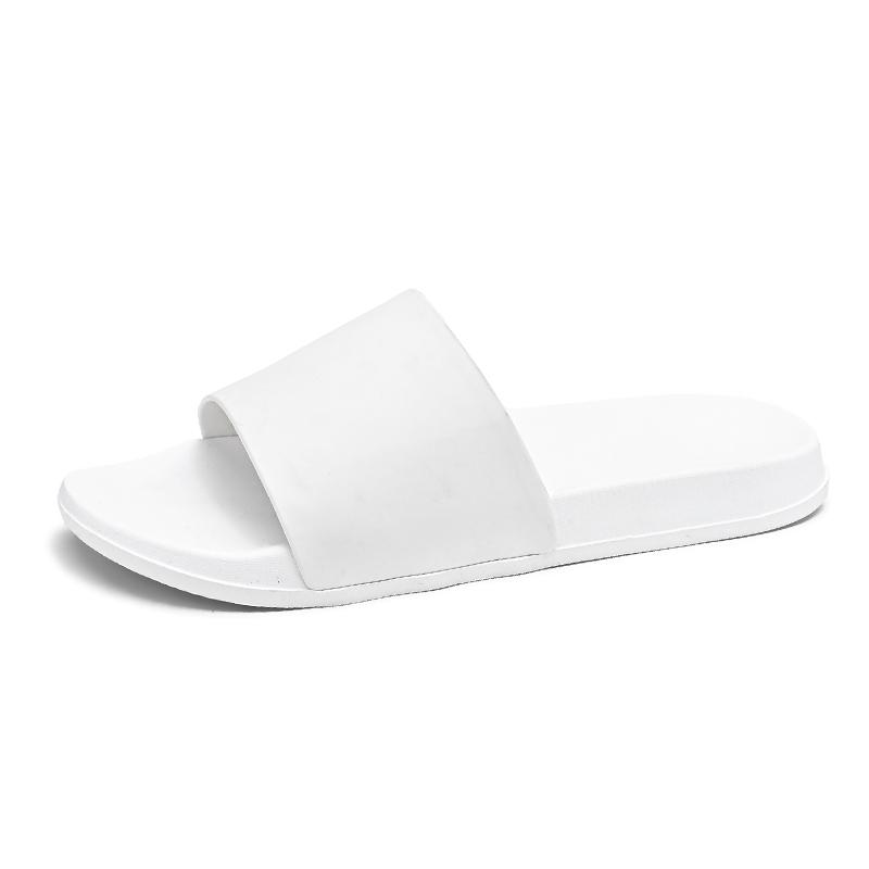 Men White Slippers Simple Flats Summer Women Black Outdoor Roman Sandals Open Toe Beach Shoes Plus Size