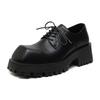 Men Fashion Original Leather Shoes  Designer Square Toe Shoe Punk Rock Dress Black Trendy Platform Sneakers Youth Footwear
