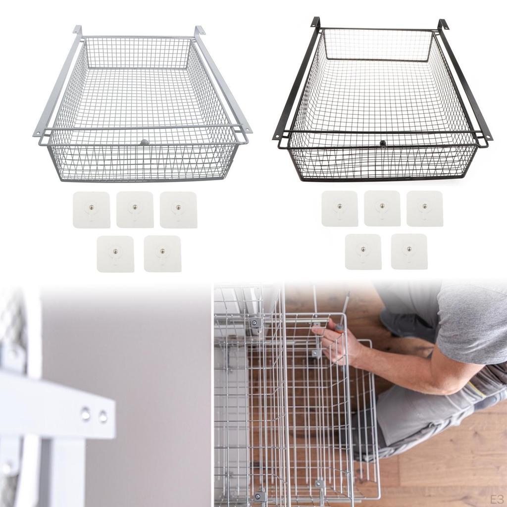 Hanging Pull Out Drawer Basket Under Shelf, Multifunctional Sliding Organizer Cabinet for