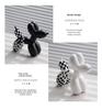 Plaid Balloon Dog Ornaments: Black & White Resin Decor for TV Cabinets & Living Rooms