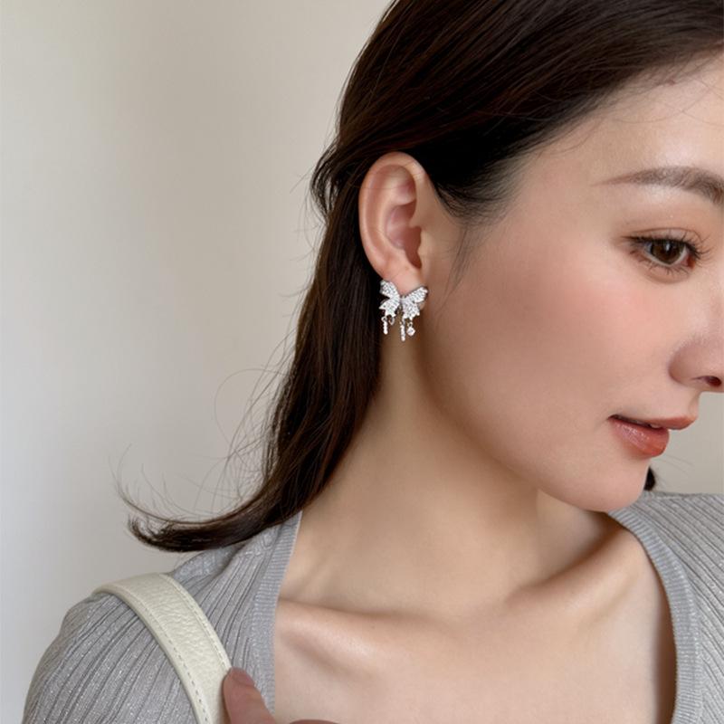 Super Shiny Zirconia Butterfly Tassel Ear Cuffs: Exquisite, Personalized, Versatile Earrings for Women