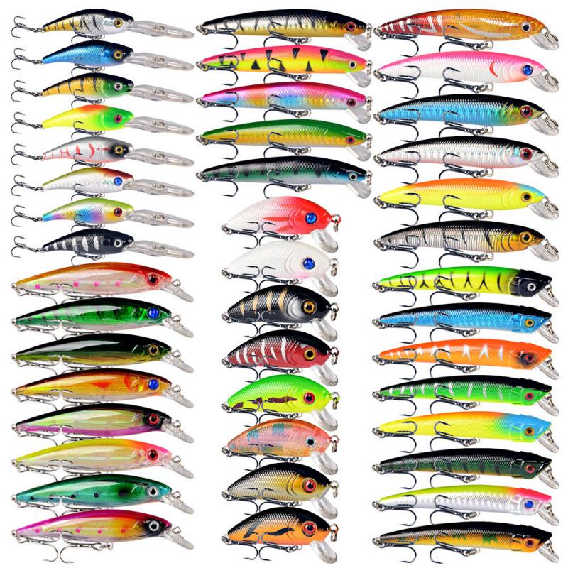 43Lure bait set with mixed Minnow and Popper hard baits, specially designed for fishing snakehead and bass
