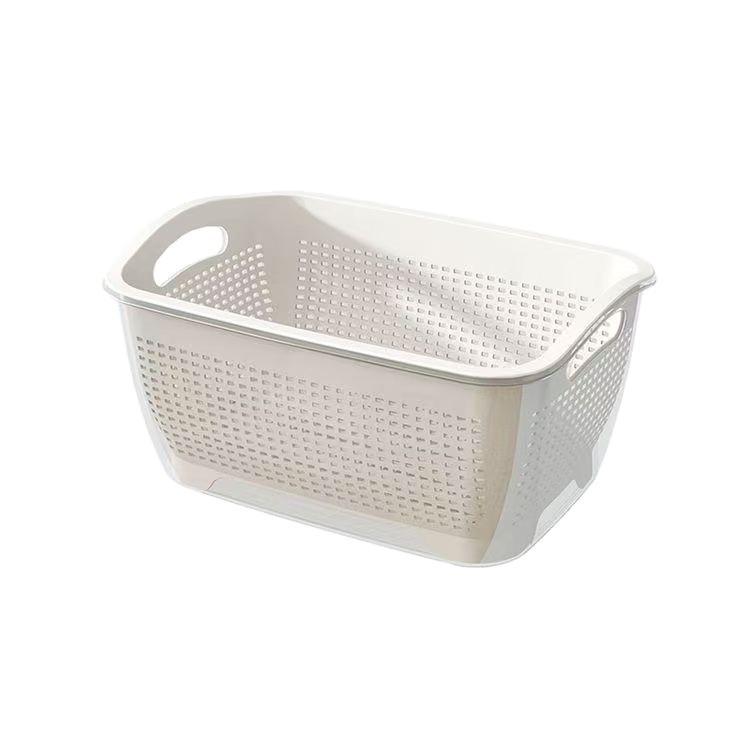 Dual-Layer Draining Basket for Vegetables, Fruits, and Rice - Large Capacity Storage Basin