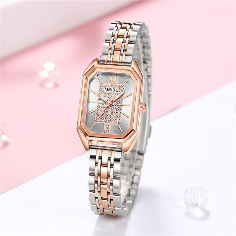 1/2PCS Fashion Women Watches Luxury Alloy Band Rectangle Quartz Watch for Women Clock Gift Reloj Mujer
