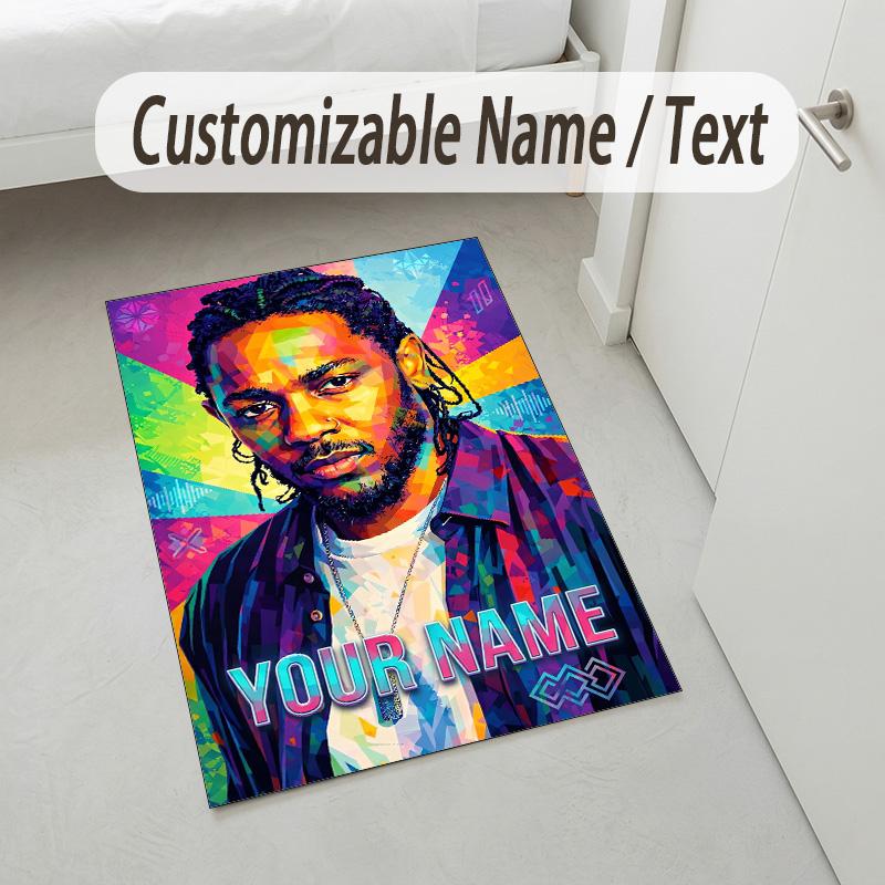 Personalized Crystal Velvet Carpet,Kendrick Lamar Custom Printed Name, Plush Area Rug For Home Indoor Decor