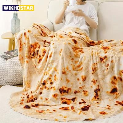 1pc Pizza Pattern Flannel Blanket, Nap Blanket Warm Cozy Soft Throw Blanket For Couch Bed Sofa