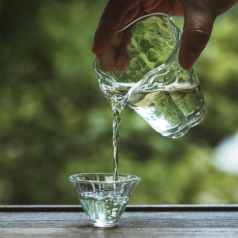 Japanese Style Hammer Pattern Glass TeaCup Heat Resistant Tea Separator Tea Divider Handmade Kung Fu Tea Set Accessories 200ML