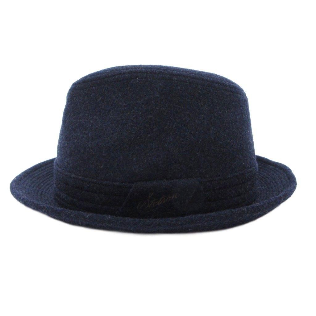 Used STETSON Hat Folded Cashmere Blend Wool 58 Navy /FF ECG003