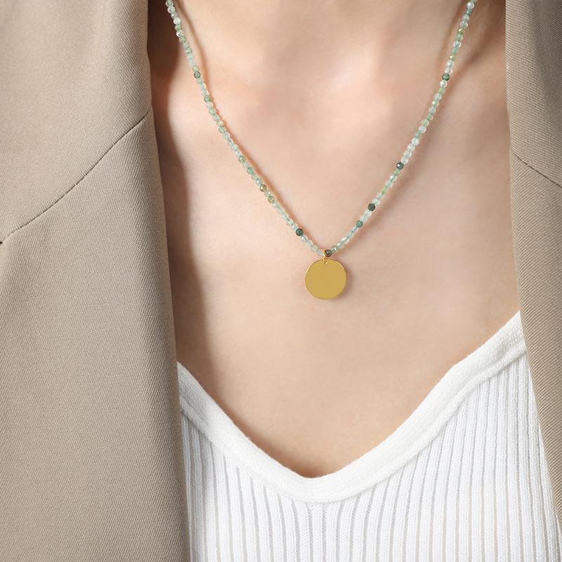 

Круглая фирменная подвеска, ожерелье ручной работы из натурального камня с бусинами, женские аксессуары Майяра, цепочка на ключицу, персонализированные универсальные украшения