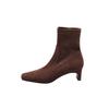 2025 Korean Version Autumn New Thick Heel Kitten and Thin Boots Suede Square Head Medium Heel Short Boots