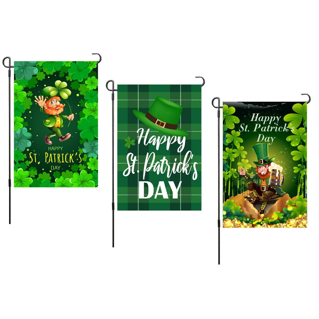 St. Patricks Day Gartenflagge, exquisite dekorative doppelseitige Gartenflagge für Terrasse, Veranda, Balkon, Bac