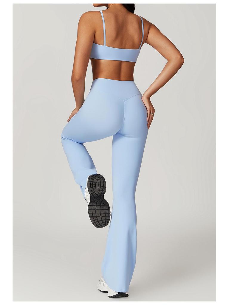 Umweltfreundliches, recyceltes, schnell trocknendes Yoga- und Lauf-Outfit - Damen-Fitnessanzug mit kurzen Ärmeln und stilvollem Rückendesign (Modell 8799)