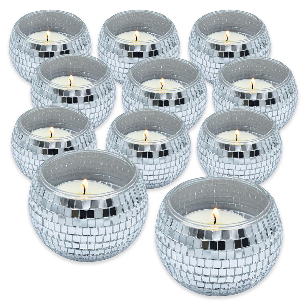 Round Ball Votive Candle Holder Mirrored Ball Tealights Candle Jar for Wedding Birthday Party Table Centerpieces Decors