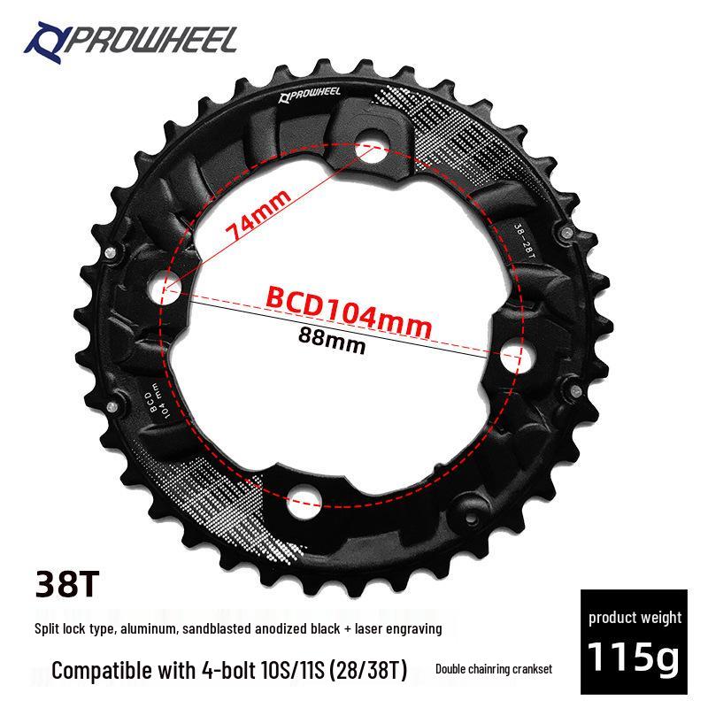 Prowheel 10/11-Speed Mountain Bike Crankset with Hollow Design and 26T/36T/38T Chainring for Bicycle Repair.