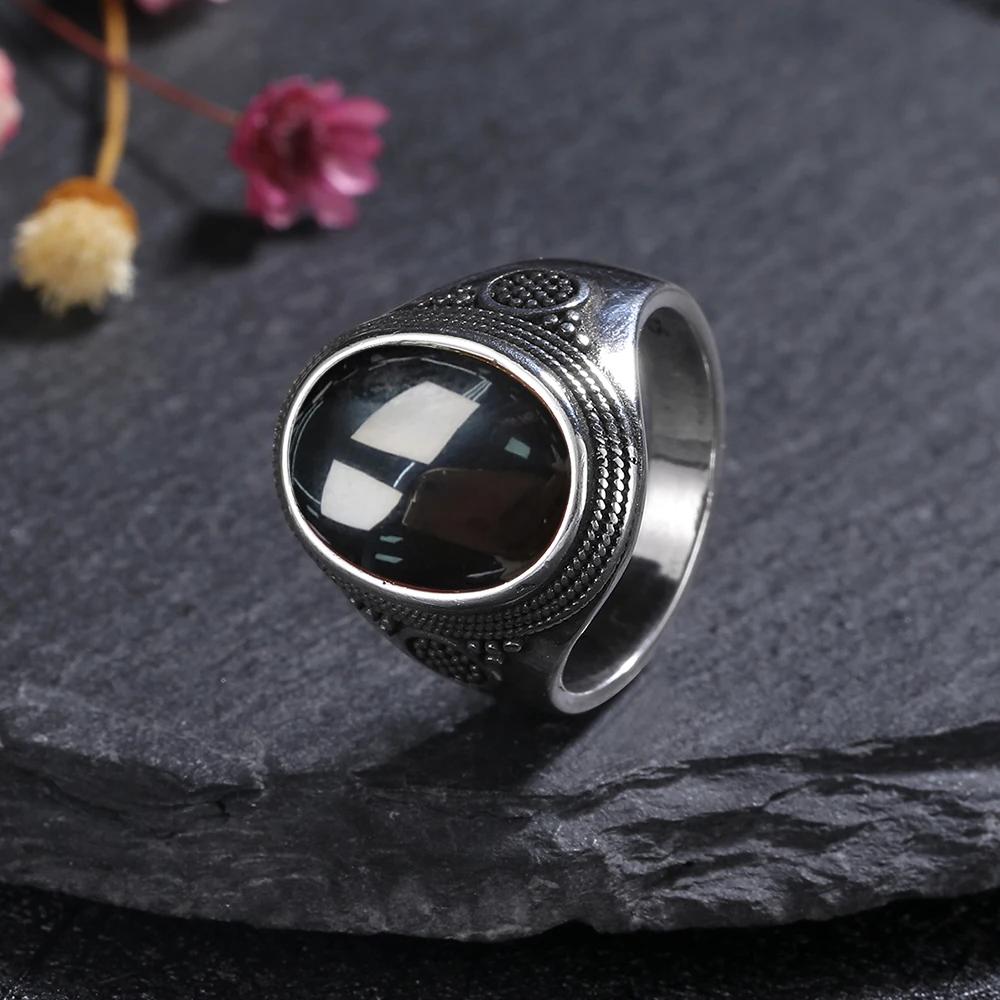 10*14MM Natural Big Agate CopperRing for Women Oval Round Ring Gift Sun Shaped Retro Luxury Fine Jewelry