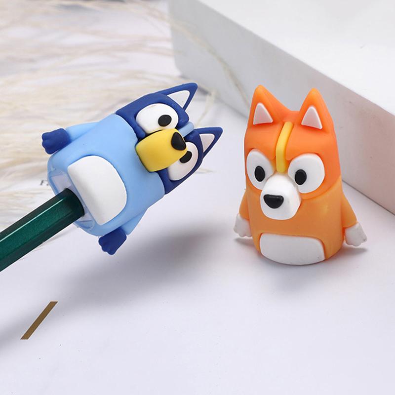 Bluey Bingo Anime Cartoon Figure Model Pencil Sharpener PVC Soft Rubber Portable Manual Pencil Sharpener Student Stationer